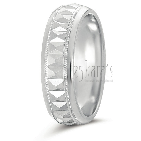 Fashionable Incised Wedding Ring - main view