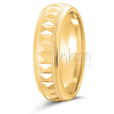 Fashionable Incised Wedding Ring - view 2 thumbnail