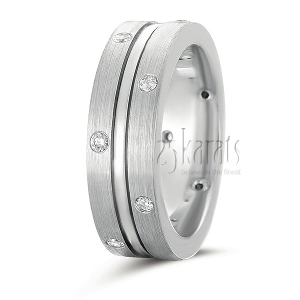 Grooved Diamond Wedding Ring 1 - main view