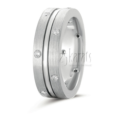 Grooved Diamond Wedding Ring 1 - main view thumbnail