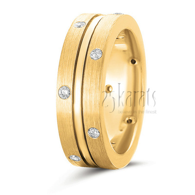 Grooved Diamond Wedding Ring 1 - view 2 thumbnail
