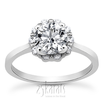 Halo Style Plain Shank Diamond Engagement Ring (0.20 ct. tw. )