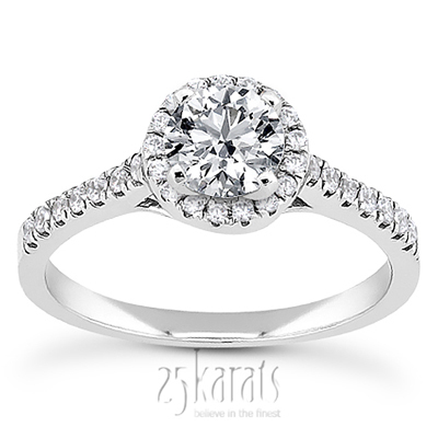 Halo Style Split Prong Diamond Engagement Ring ( 0.27 ct. tw. )