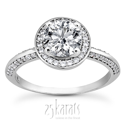 Knife Edge Halo Center diamond Engagement Ring ( 0.36 ct. tw. ) thumbnail 1