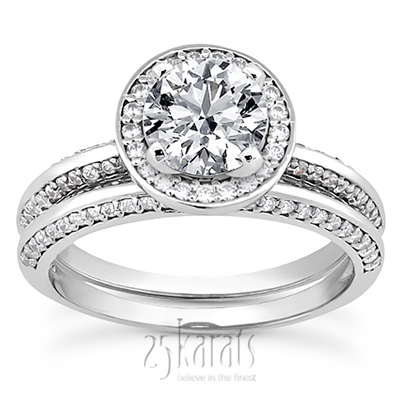 Knife Edge Halo Center diamond Engagement Ring ( 0.36 ct. tw. ) - view 3