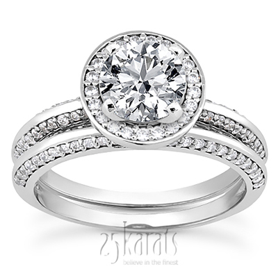 Knife Edge Halo Center diamond Engagement Ring ( 0.36 ct. tw. ) thumbnail 3