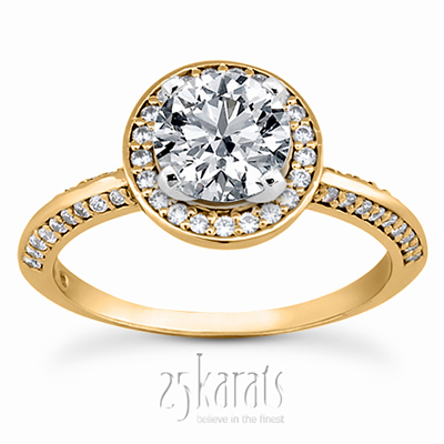 Knife Edge Halo Center diamond Engagement Ring ( 0.36 ct. tw. ) - view 4