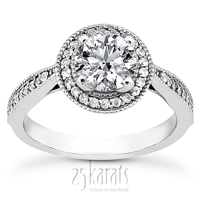 Cathedral Shank Halo Style Round Diamond Engagement Ring (0.28 ct. tw.)