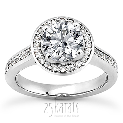 Halo Style Hidden Hearts Diamond Engagement Ring ( 0.31 ct. tw. )