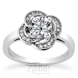 Floral Halo Bead Set Diamond Engagement Ring (0.12 ct. tw.)