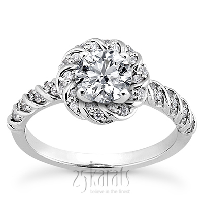 Bead Set Designer Halo Diamond Engagement Ring (0.27 ct. tw.) - view 1