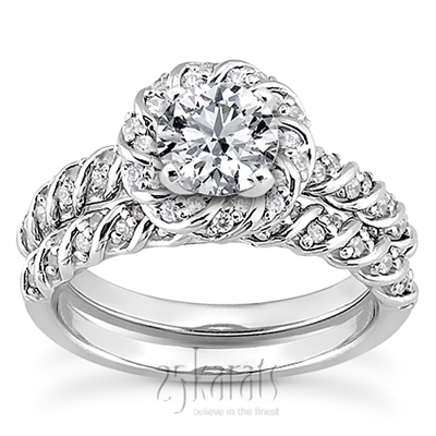 Bead Set Designer Halo Diamond Engagement Ring (0.27 ct. tw.) - view 3