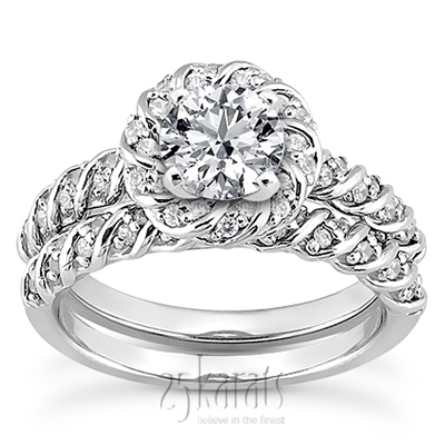 Bead Set Designer Halo Diamond Engagement Ring (0.27 ct. tw.) thumbnail 3