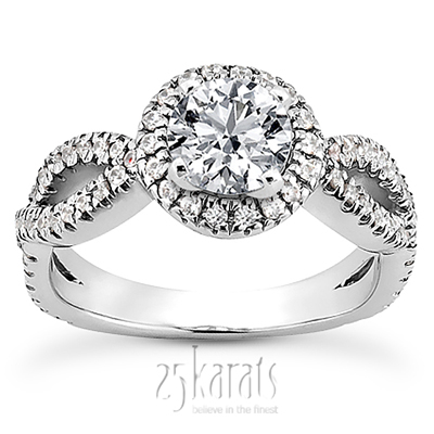 Bow Shank Halo Style Diamond Engagement Ring (0.45 ct. t.w.)