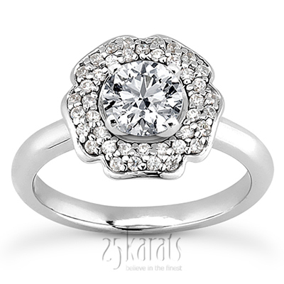 Floral Design Halo Style Diamond Engagement Ring ( 0.30 ct. tw. )