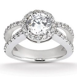 Split Shank Shared  Prong Halo Engagement Ring ( 0.69 ct. tw. )