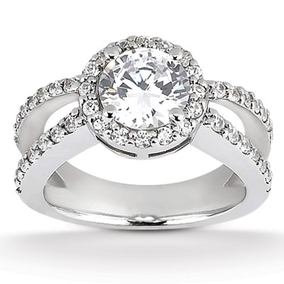 Split Shank Shared  Prong Halo Engagement Ring ( 0.69 ct. tw. ) - view 1