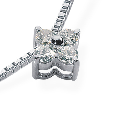 0.28ct. Flower Design Diamond Pendant - view 1