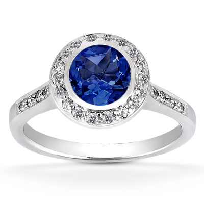 Sapphire Center Diamond Engagement Ring (0.35 ct. tw) - view 1