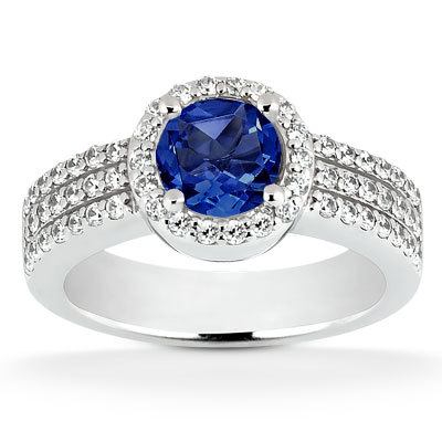 Triple Row Diamond Halo Engagement Ring (0.56 ct. tw.)