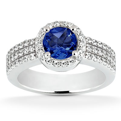 Triple Row Diamond Halo Engagement Ring (0.58 ct. tw.) - view 1