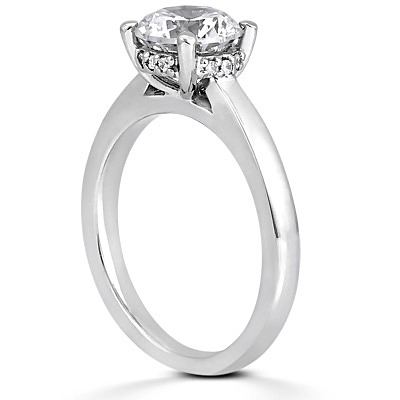 Low Cathedral Solitaire Engagement Ring   - view 2