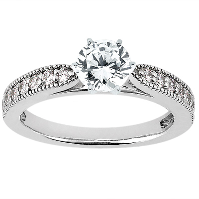 Bead Set Mill Grain Edge Cathedral Diamond Engagement Ring (0.28 ct. tw) - view 1