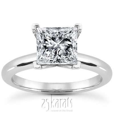 V Tip 4 prong Solitaire Princesss Cut Diamond Bridal Set  - view 2