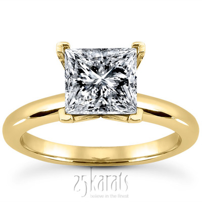 V Tip 4 prong Solitaire Princesss Cut Diamond Bridal Set  - view 4