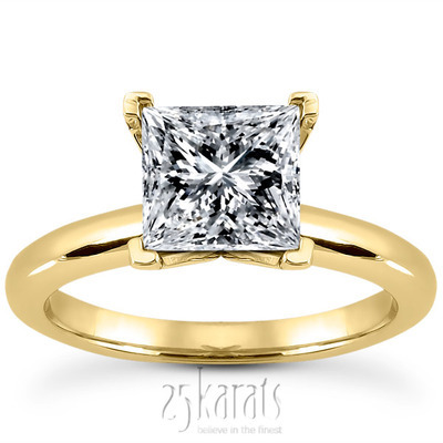 V Tip 4 prong Solitaire Princesss Cut Diamond Bridal Set  thumbnail 4