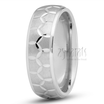 Honeycomb Design Carved Wedding Ring - view 2 thumbnail