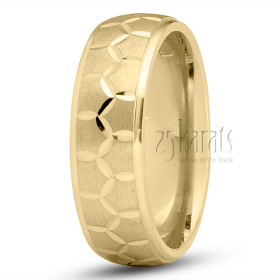 Honeycomb Design Carved Wedding Ring - view 3