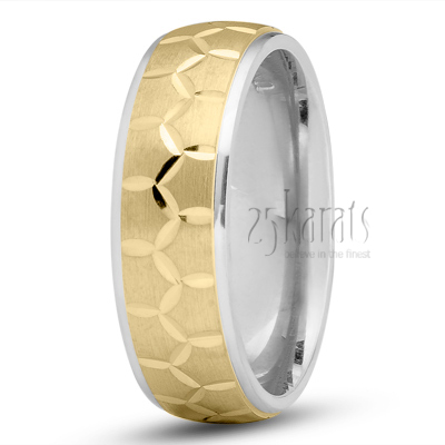 Honeycomb Design Carved Wedding Ring - main view