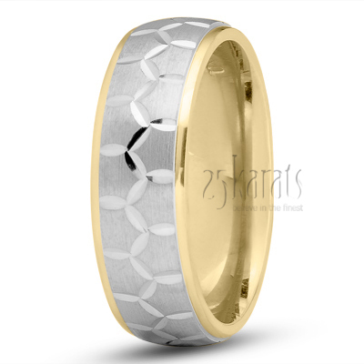 Honeycomb Design Carved Wedding Ring - view 4 thumbnail