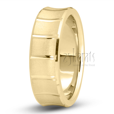 Concave Grooved Wedding Ring - view 2 thumbnail