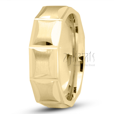 Rectangular Carved Designer Wedding Band - main view thumbnail