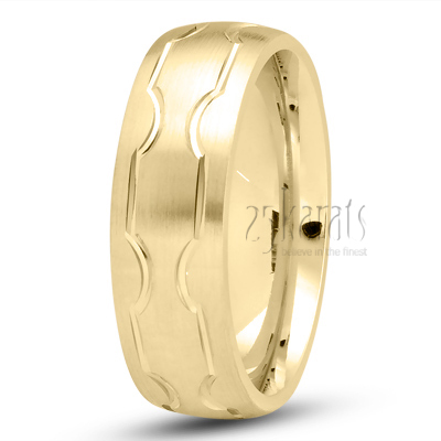 Modern Design Carved Wedding Ring - view 2