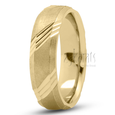Diagonal Carved Designer Wedding Ring