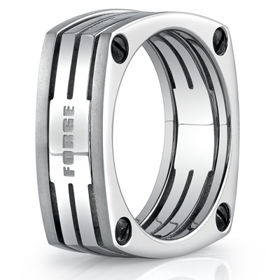 Titanium 7.5mm Comfort-Fit Four-Sided Design Ring - view 1