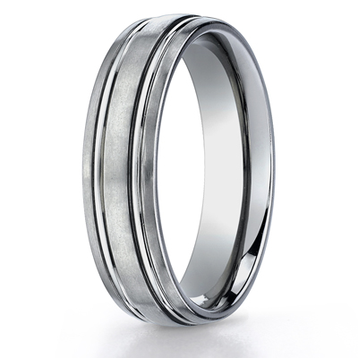 Titanium 6mm Comfort-Fit Satin-Finished Design Ring