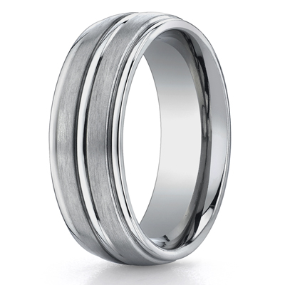 Titanium 8mm Comfort-Fit Satin-Finished Round Edge Design Ring