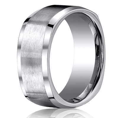 Titanium 9mm Comfort-Fit Satin-Finished Four-Sided Design Ring