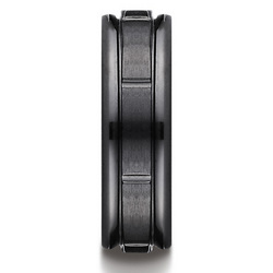 Black Titanium 7mm Comfort-Fit Satin-Finished Round Edge Design Ring thumbnail 2