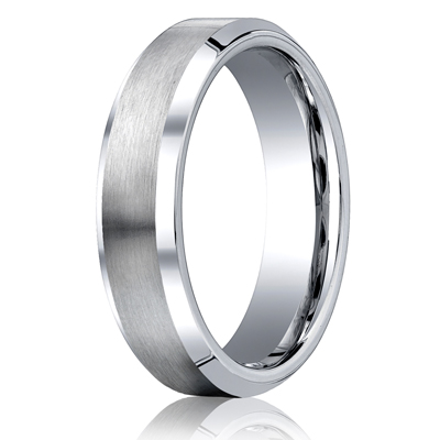 Cobaltchrome™ 6mm Comfort-Fit Satin-Finished Beveled Edge Design Ring