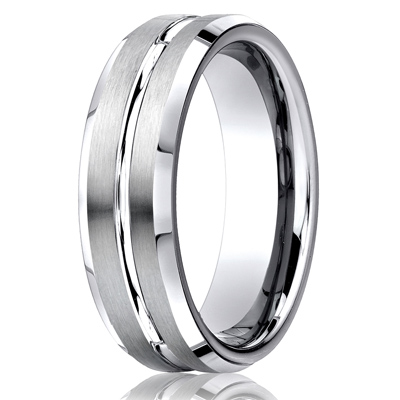 Cobaltchrome™ 7mm Comfort-Fit Satin-Finished Beveled Edge Design Ring