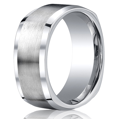 Cobaltchrome™ 9mm Comfort-Fit Satin-Finished Four-Sided Design Ring