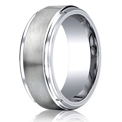 Cobaltchrome™ 9mm Comfort-Fit Satin-Finished Stair-Step Edge Design Ring