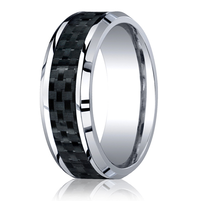 Cobaltchrome™ 8mm Comfort-Fit Carbon Fiber Inlay Design Ring