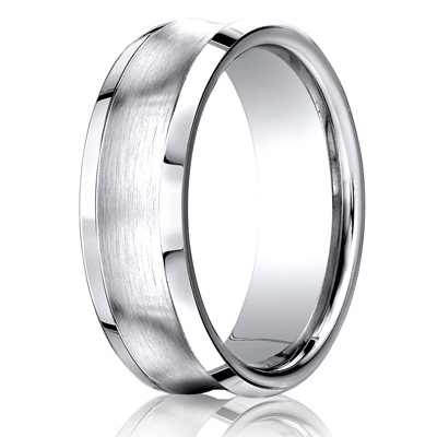 Cobaltchrome™ 7.5mm Comfort-Fit Satin-Finished Concave Design Ring 