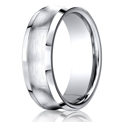 PROTECTOR Benchmark Raised Grooved Center Cobalt Chrome Wedding Band - 7mm